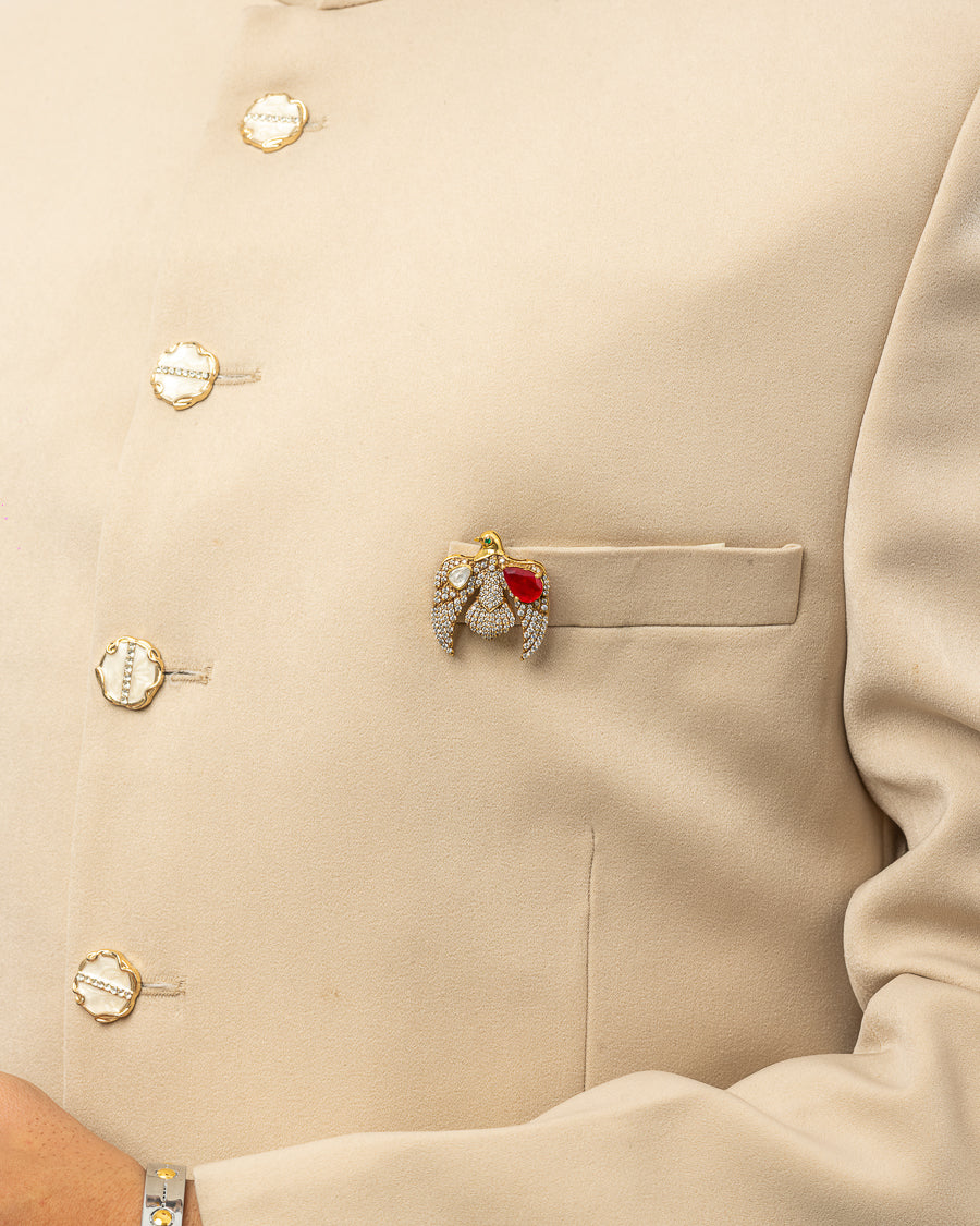 Imperial Falcon Heritage Brooch – Ruby & Emerald Statement Piece