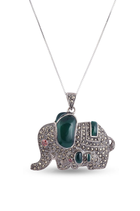 The Baby Elephant Silver Marcasite Pendant image 1