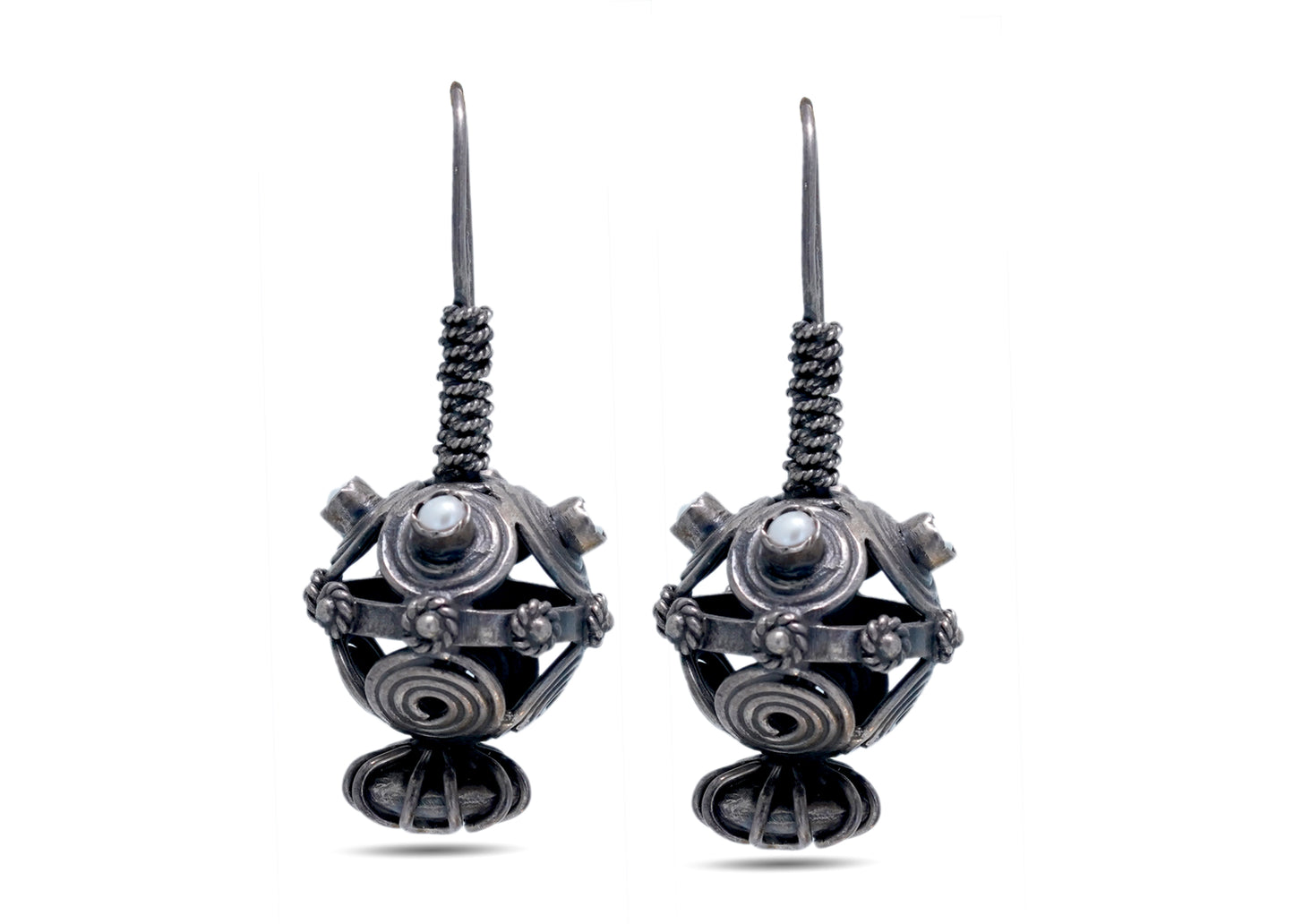 925 Silver Oxidized look Hoop Earring image 0