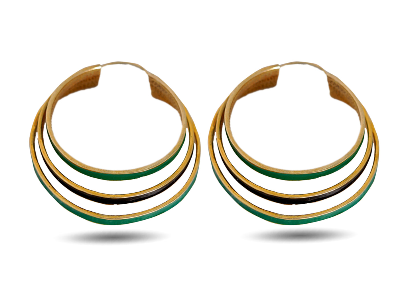 92.5 Silver Gold and Emerald Hoops image 0