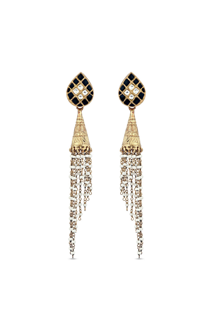 Shimmering Beads Long Jhumki Earrings