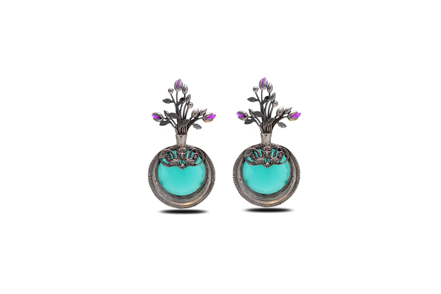 925 Silver Blossoming Turquoise Earrings image 0