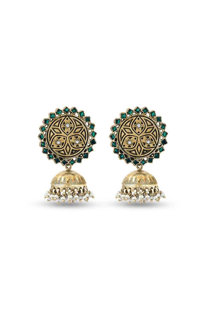Ethnic White Pearl Studded Jhumki Earrings