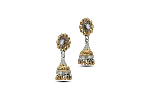 92.5 Silver Earring With Golden Accents image 1