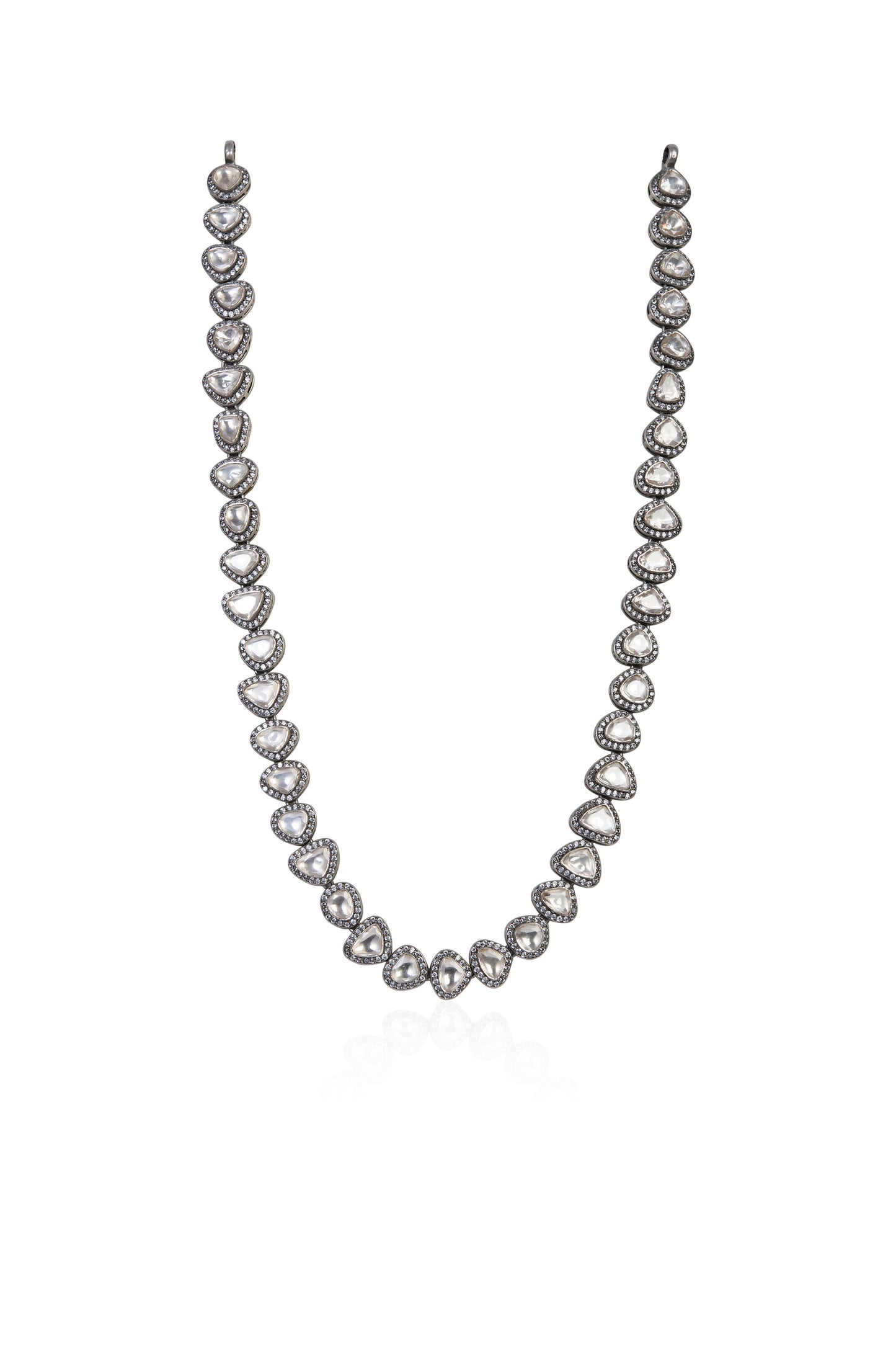 Elegant Heart-Shaped (or Triangular) Polki Stone Necklace