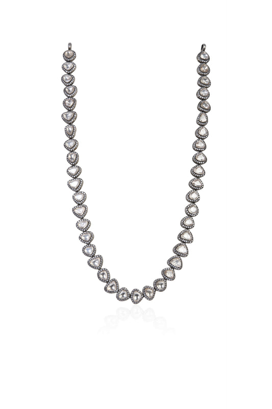 Elegant Heart-Shaped (or Triangular) Polki Stone Necklace