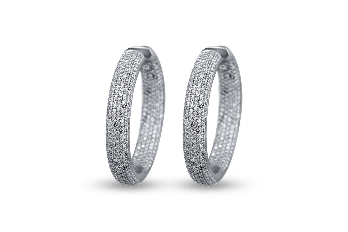 TOUCH925 Sterling Silver Chunky Cubic Zirconia-Studded Hoops image 0