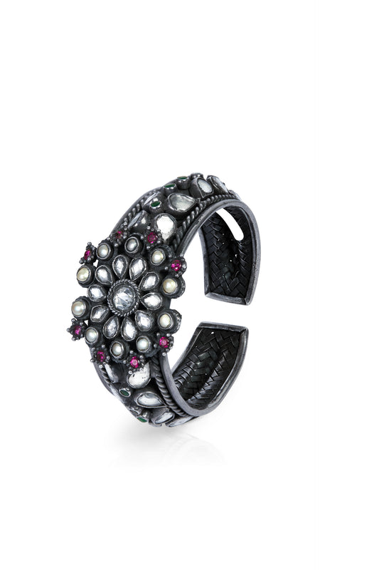 Antique Multi-Gemstone & Pearl Studded Statement Cuff