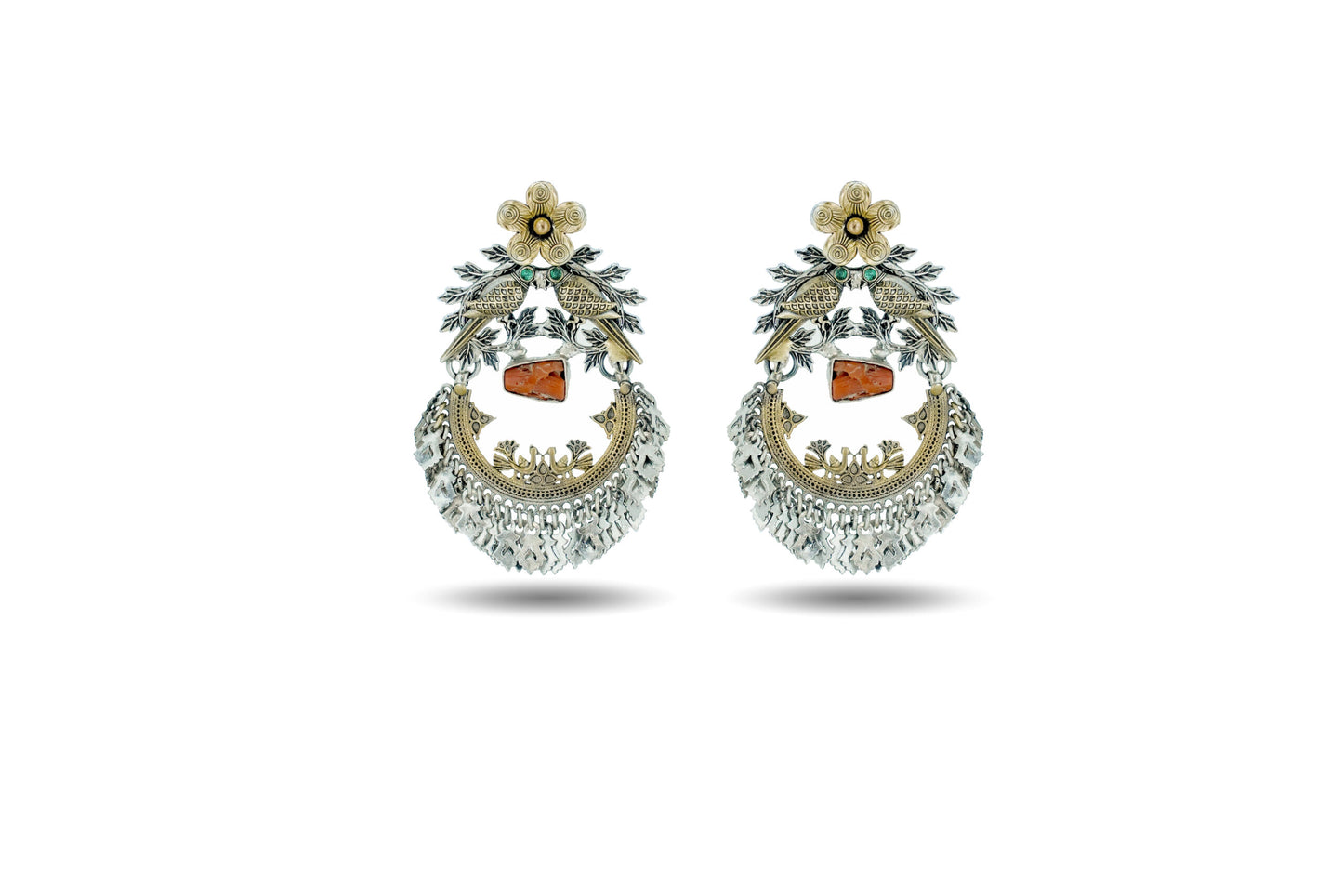 925 Silver Golden plated Long Earring image 0