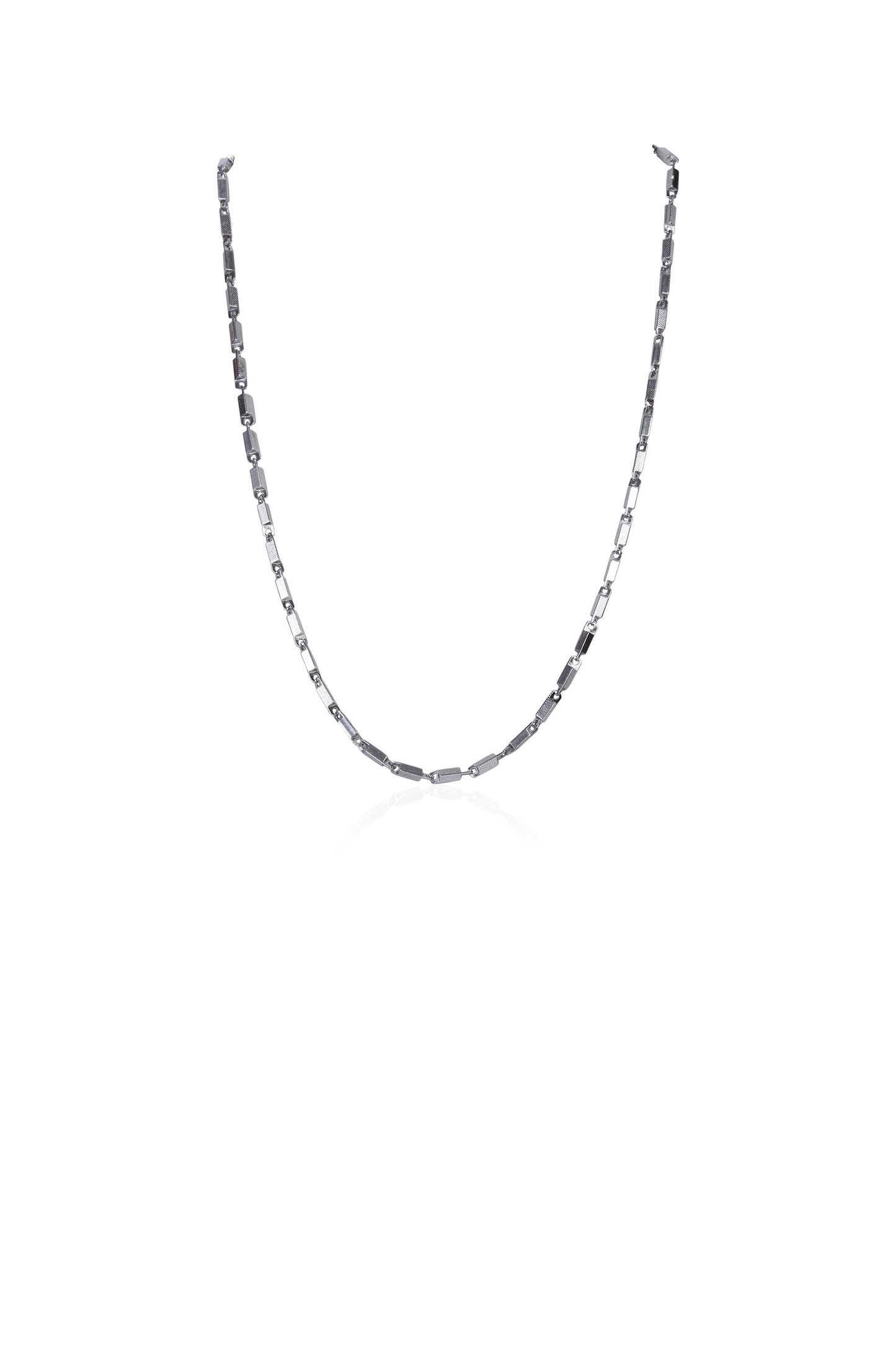 Sleek Rectangular Link Silver Men's Chain