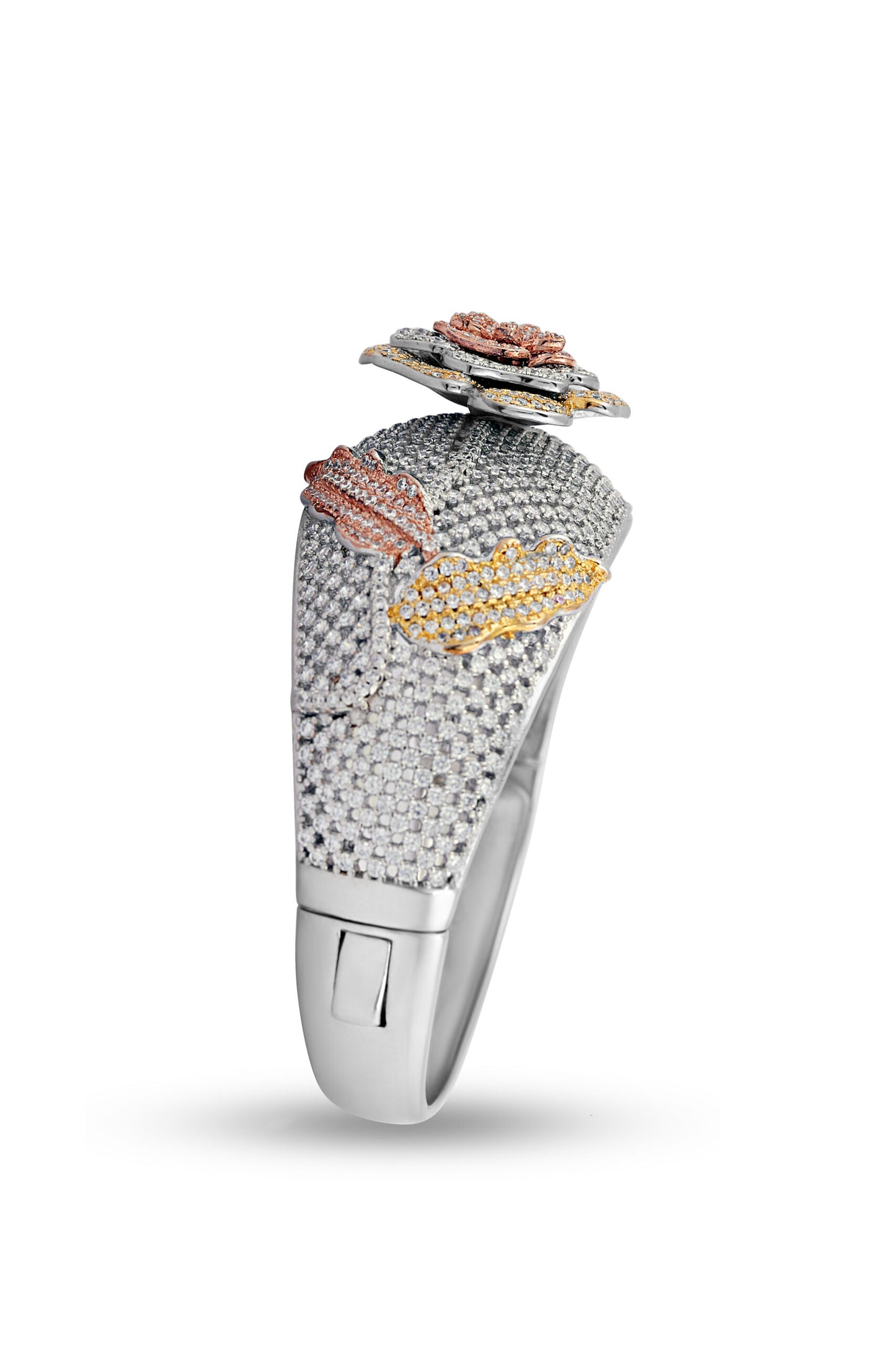 Multi Tone Gold Diamond Flower Bracelet image 2