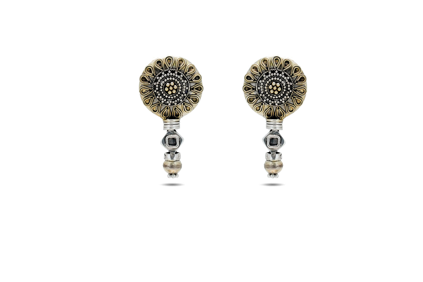 92.5 Silver Antique Earrings With Golden Fusion image 0