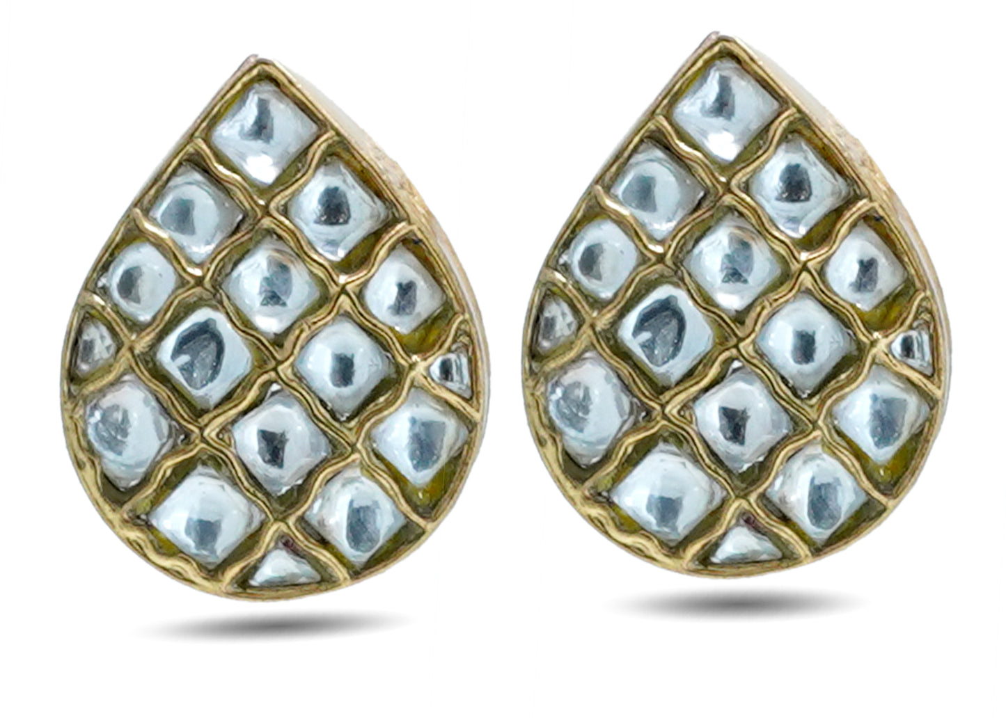 925 Silver elegant golden fusion kundan stud image 0