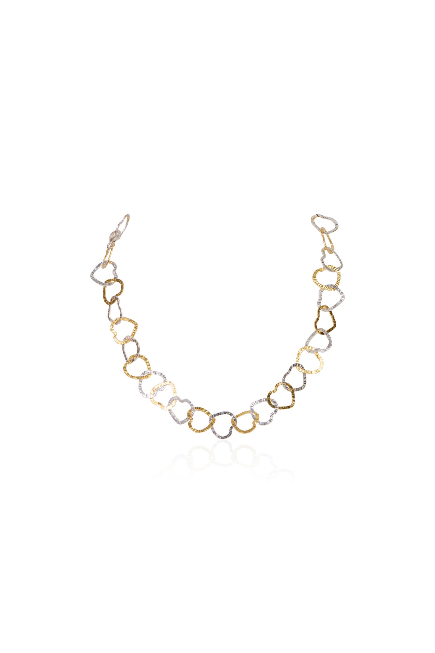 Two-Tone Hammered Circle Link Necklace