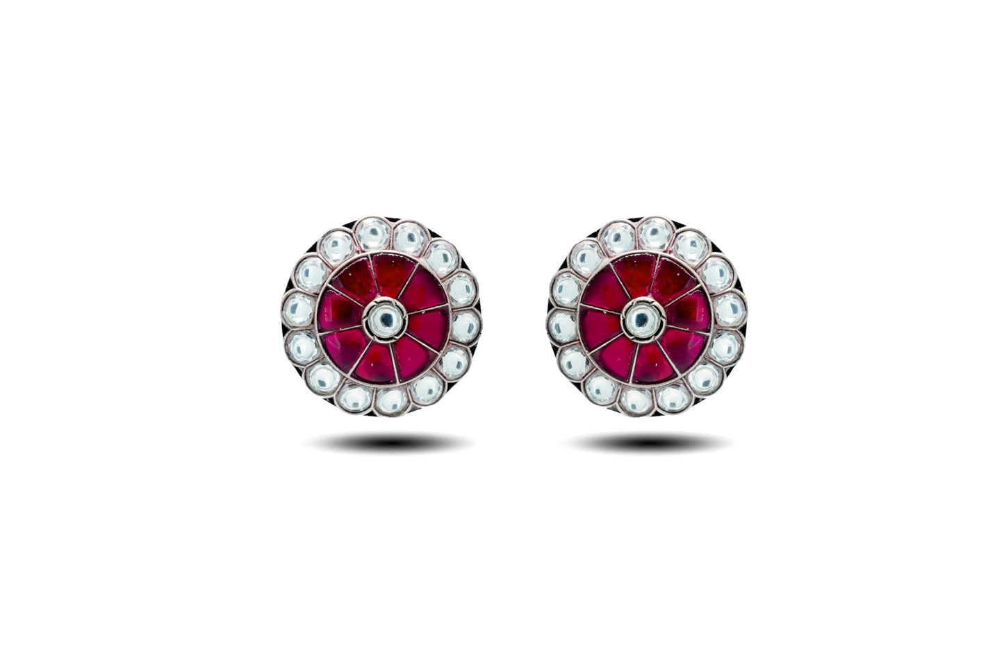 925 Silver jadau kundan Floral Earring image 0