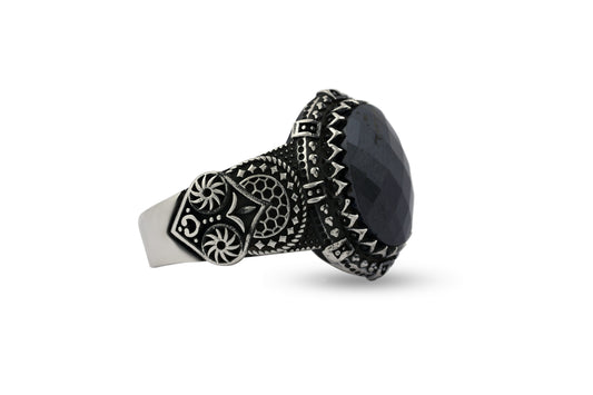 Black Hematite Silver Ring image 1