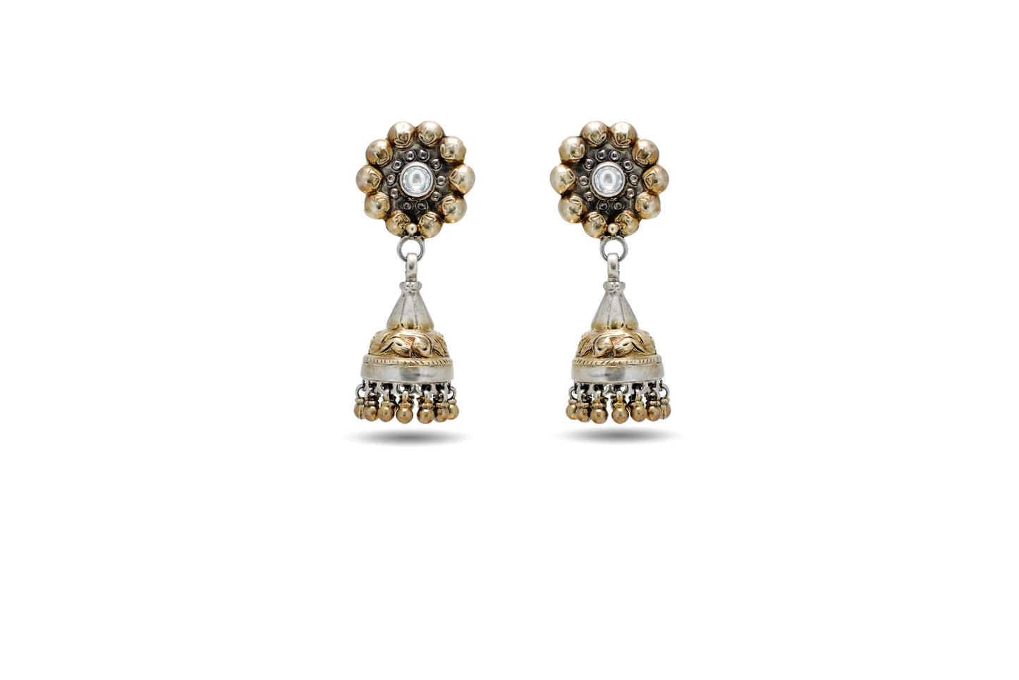 92.5 Silver Earring With Golden Accents image 0