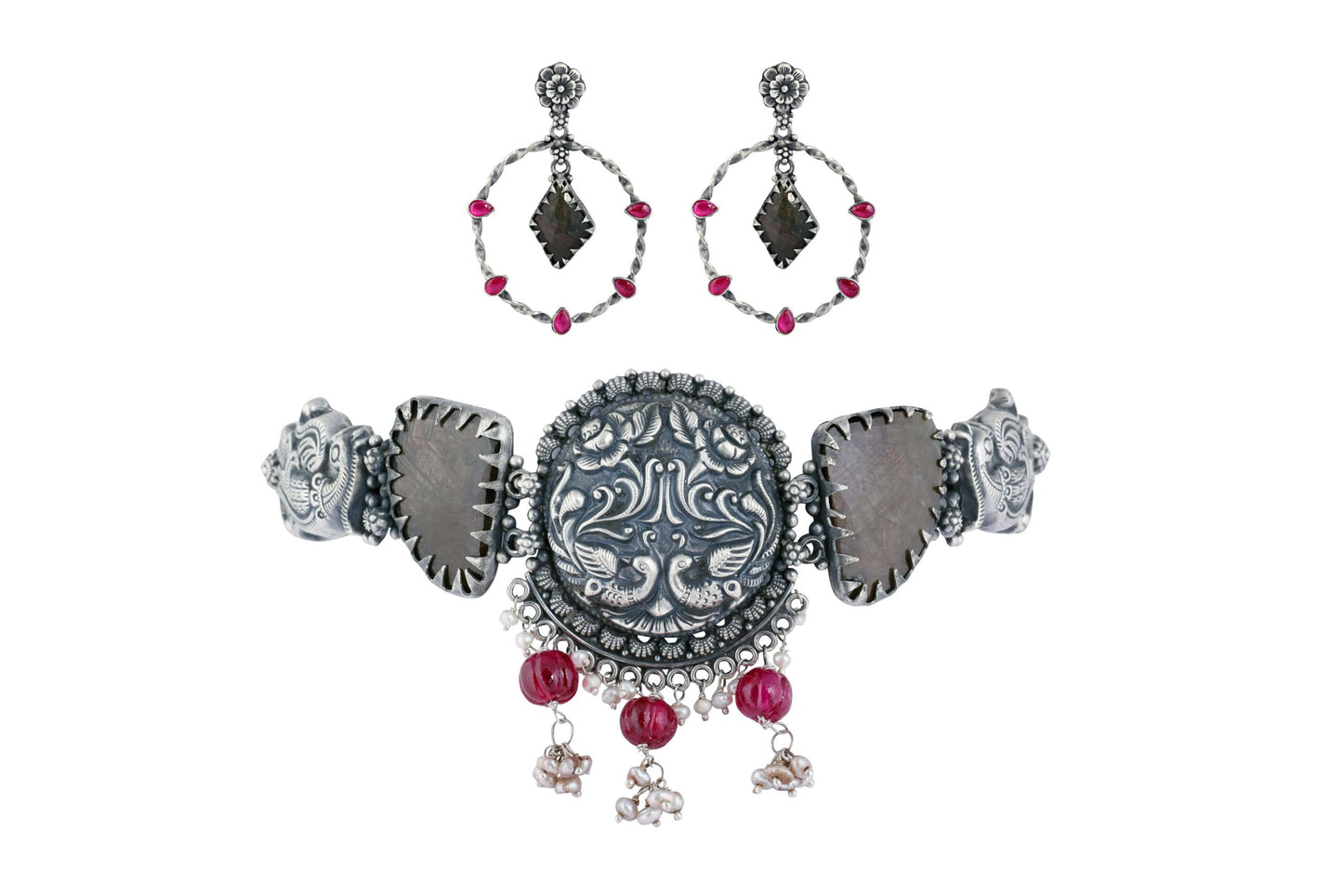 Pink Stone Sterling Silver Set image 0