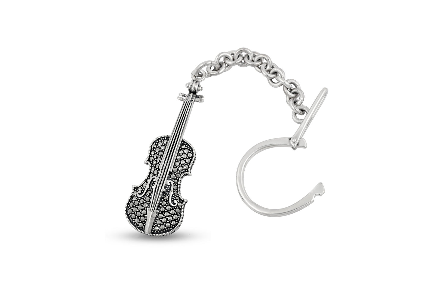 Pure Silver Violin Keychain For Music Lover image 1