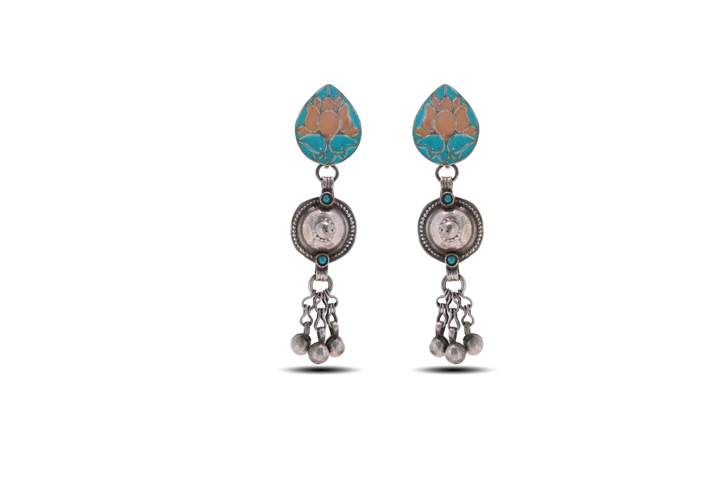 925 Silver Yellow and Green kamal Earring image 0