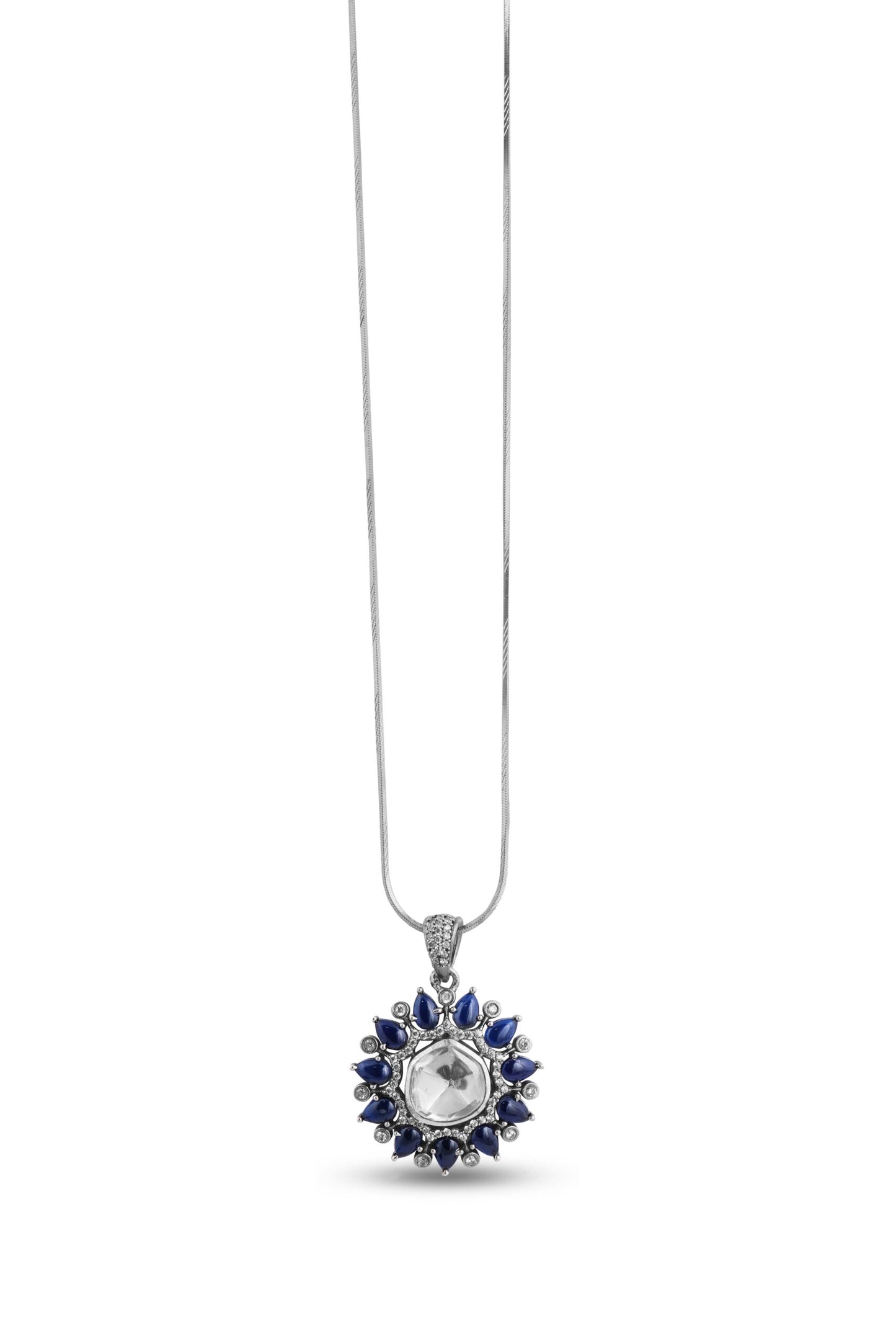 Sterling Silver Radiant Blue Flower Pendant image 0