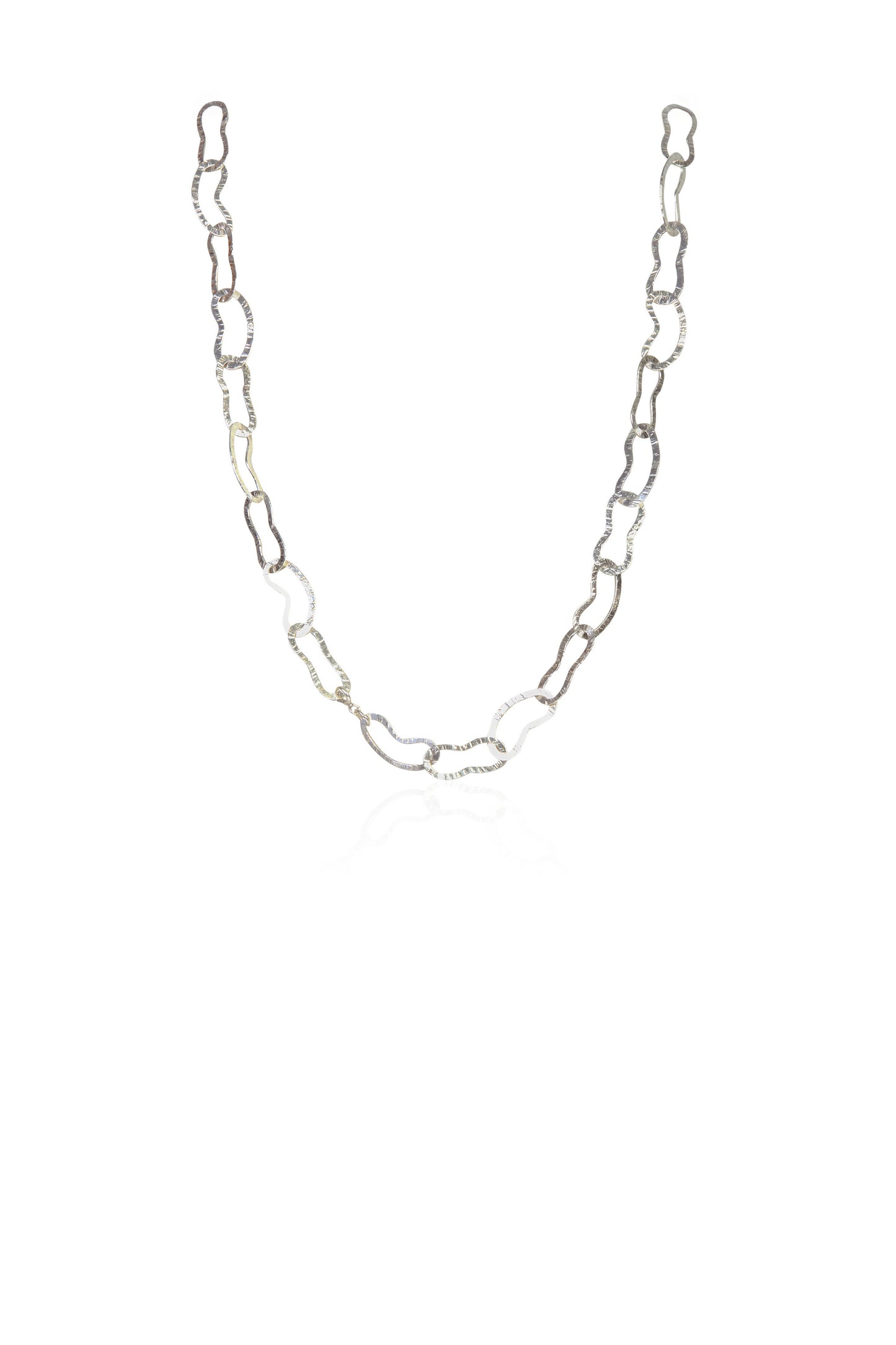 Modern Abstract Oval Link Silver Chain Necklace