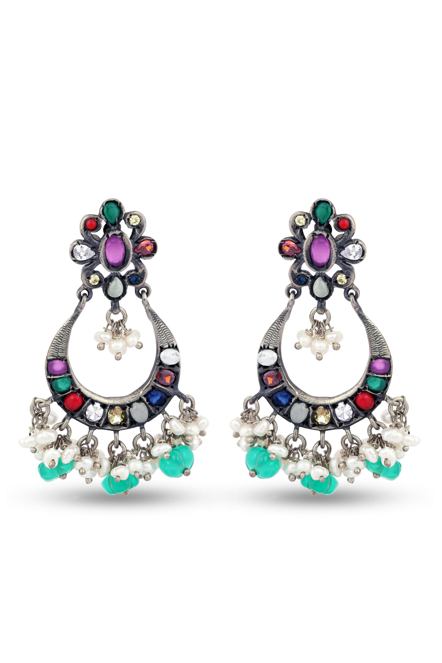 Elegant Multicolor Chandbali Dangle Earrings image 0