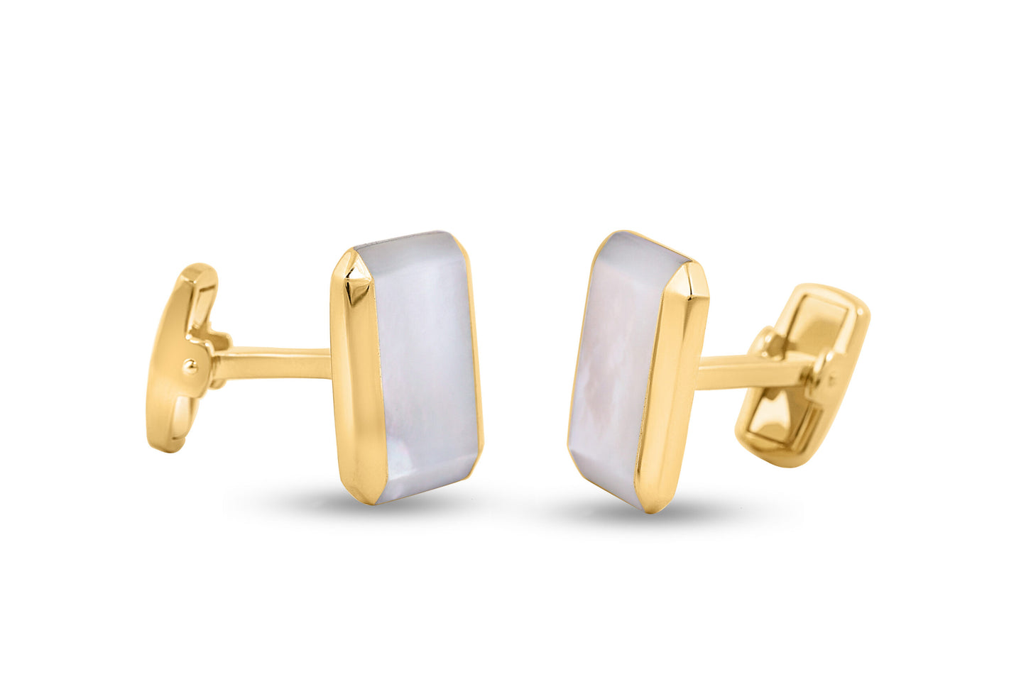 Square Shape Mother Of Pearl Yellow Gold Plated Gemstone Cufflinks image 2