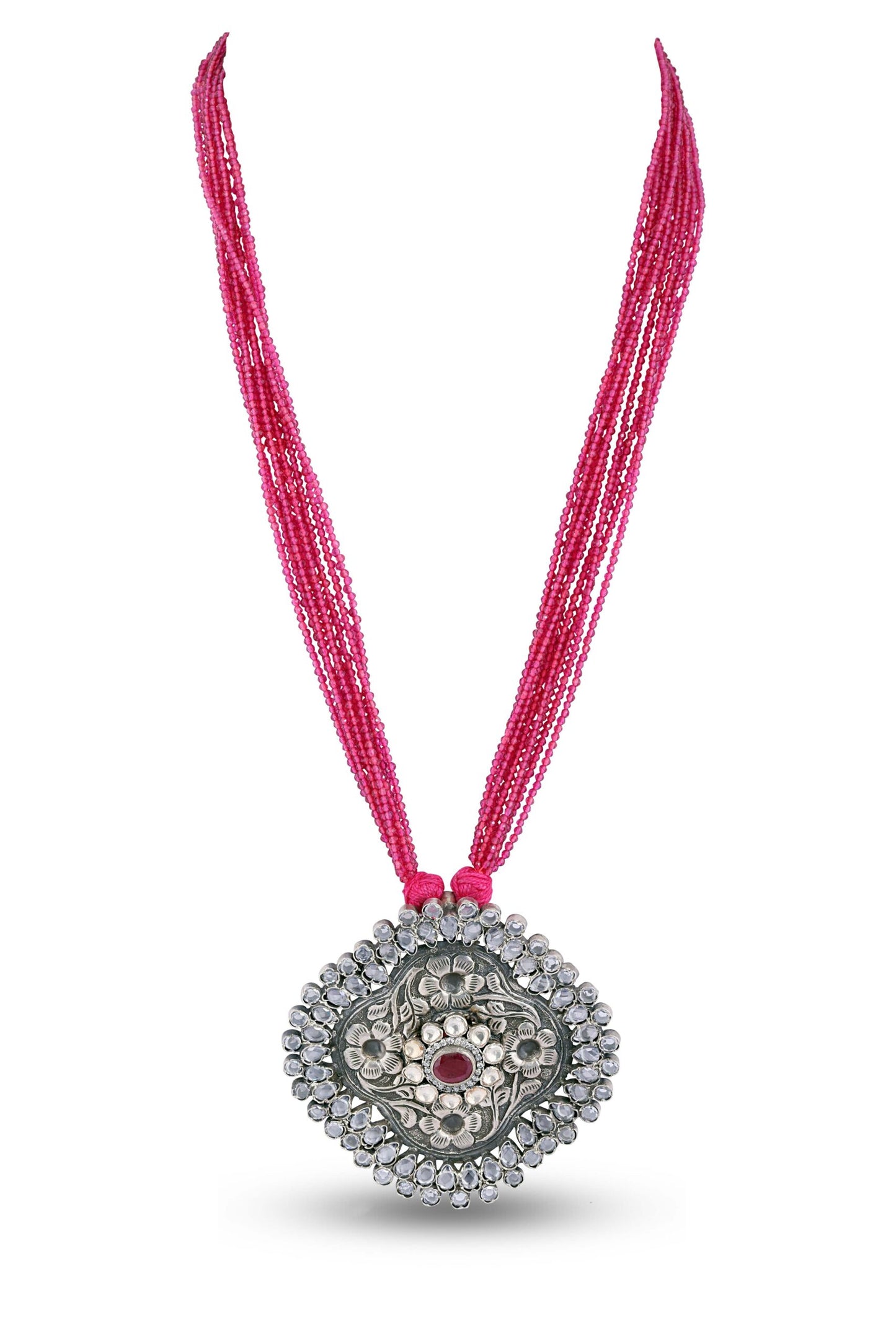 Pink Beads Victorian Necklace image 1