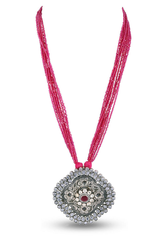 Pink Beads Victorian Necklace image 1