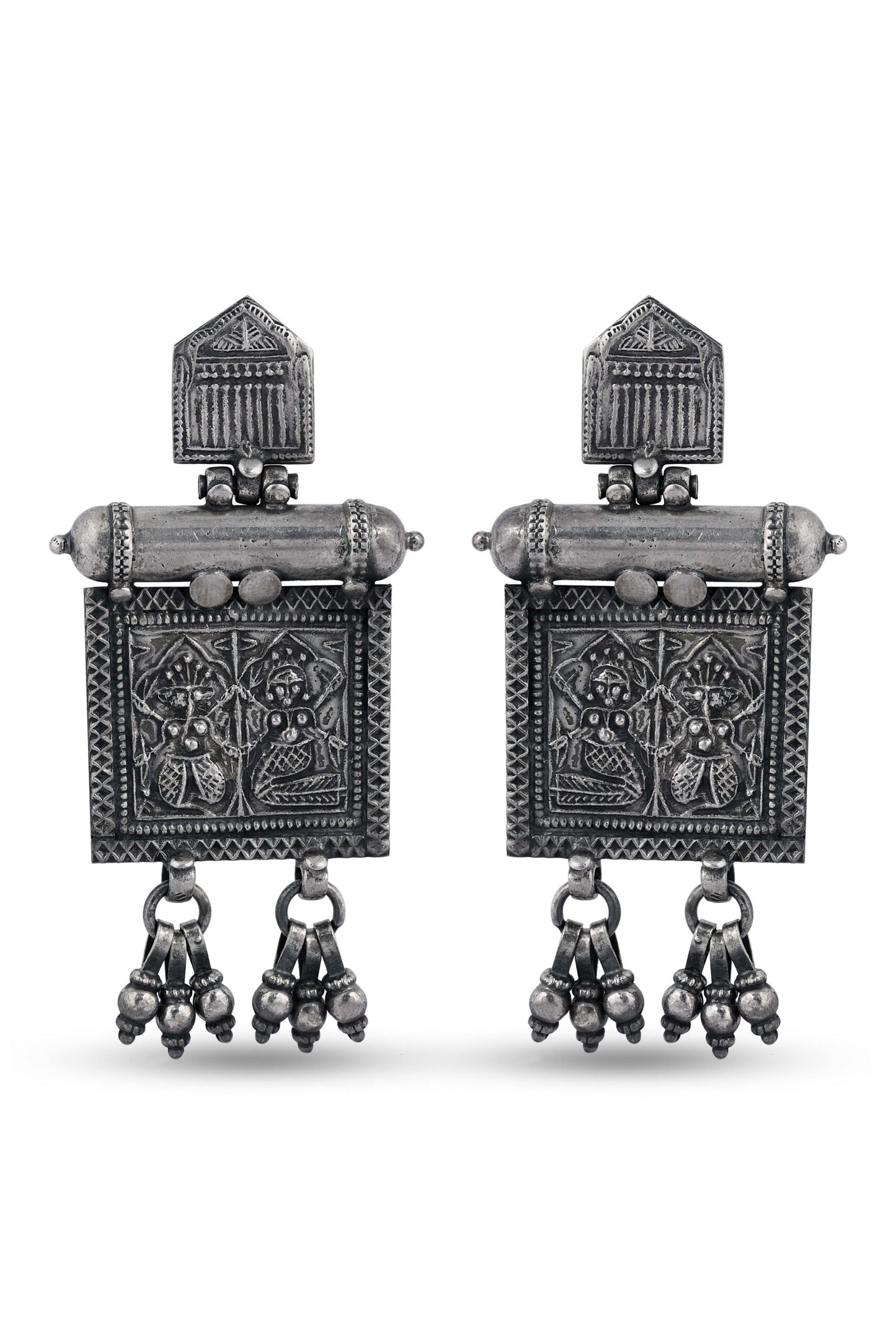 Egyptian Style Silver Earring Set image 0