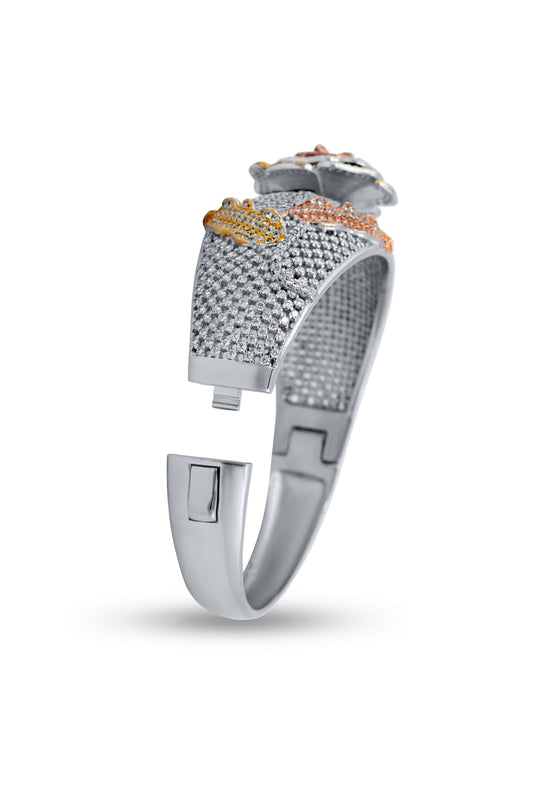 Multi Tone Gold Diamond Flower Bracelet image 1