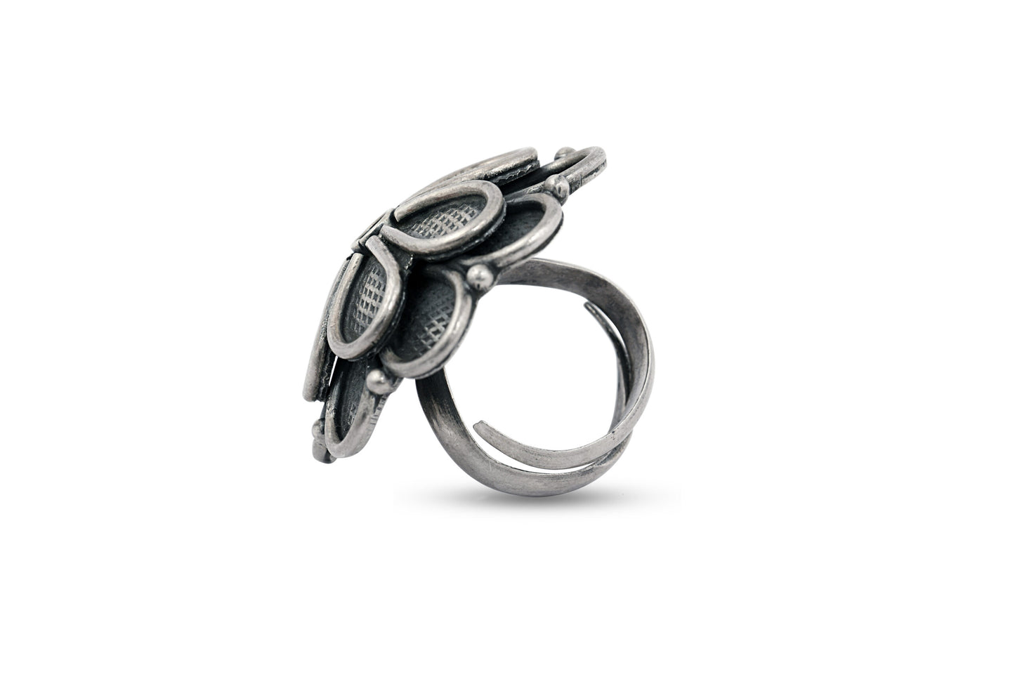 Silver 925 Double Flower Ring image 2