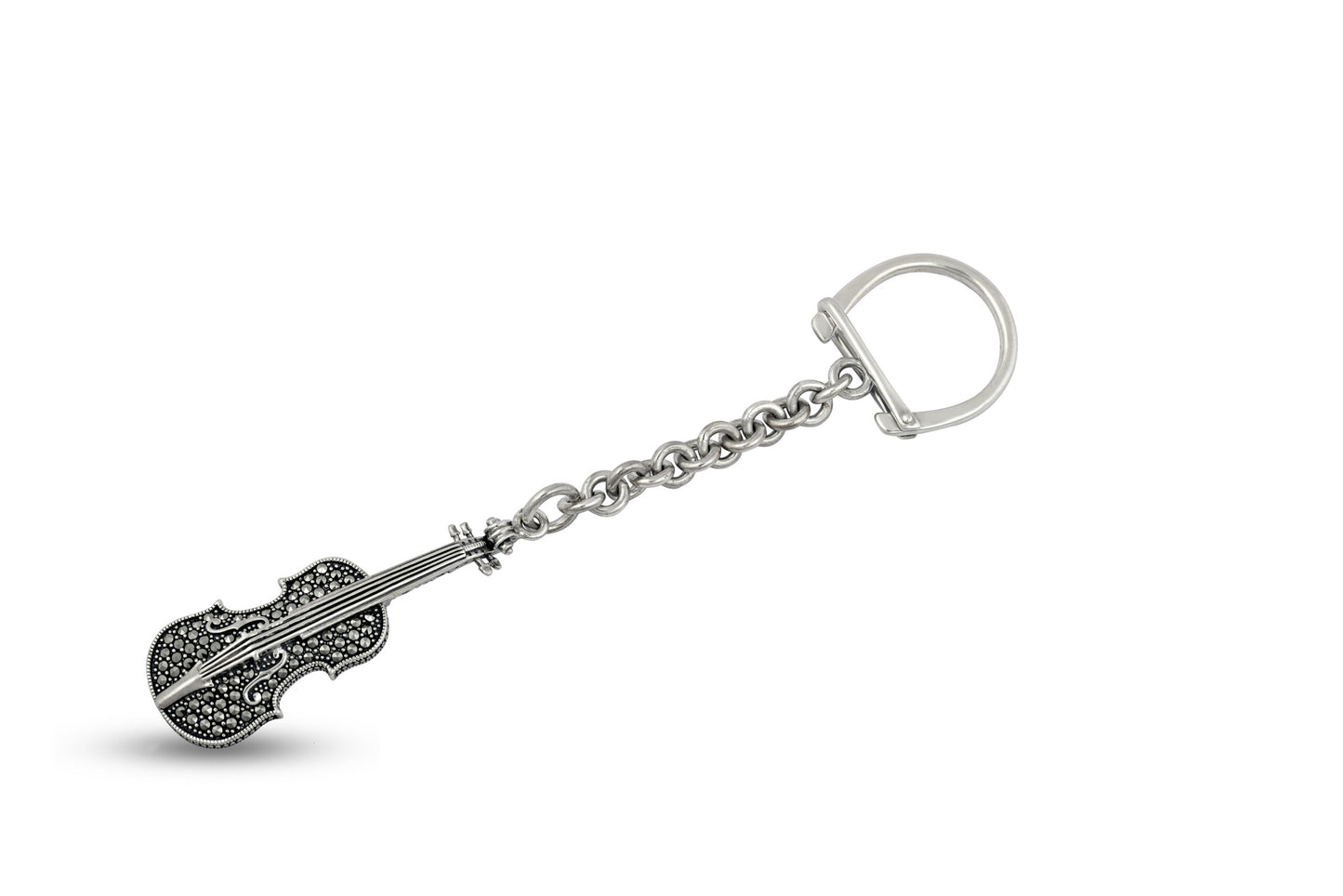 Pure Silver Violin Keychain For Music Lover image 0