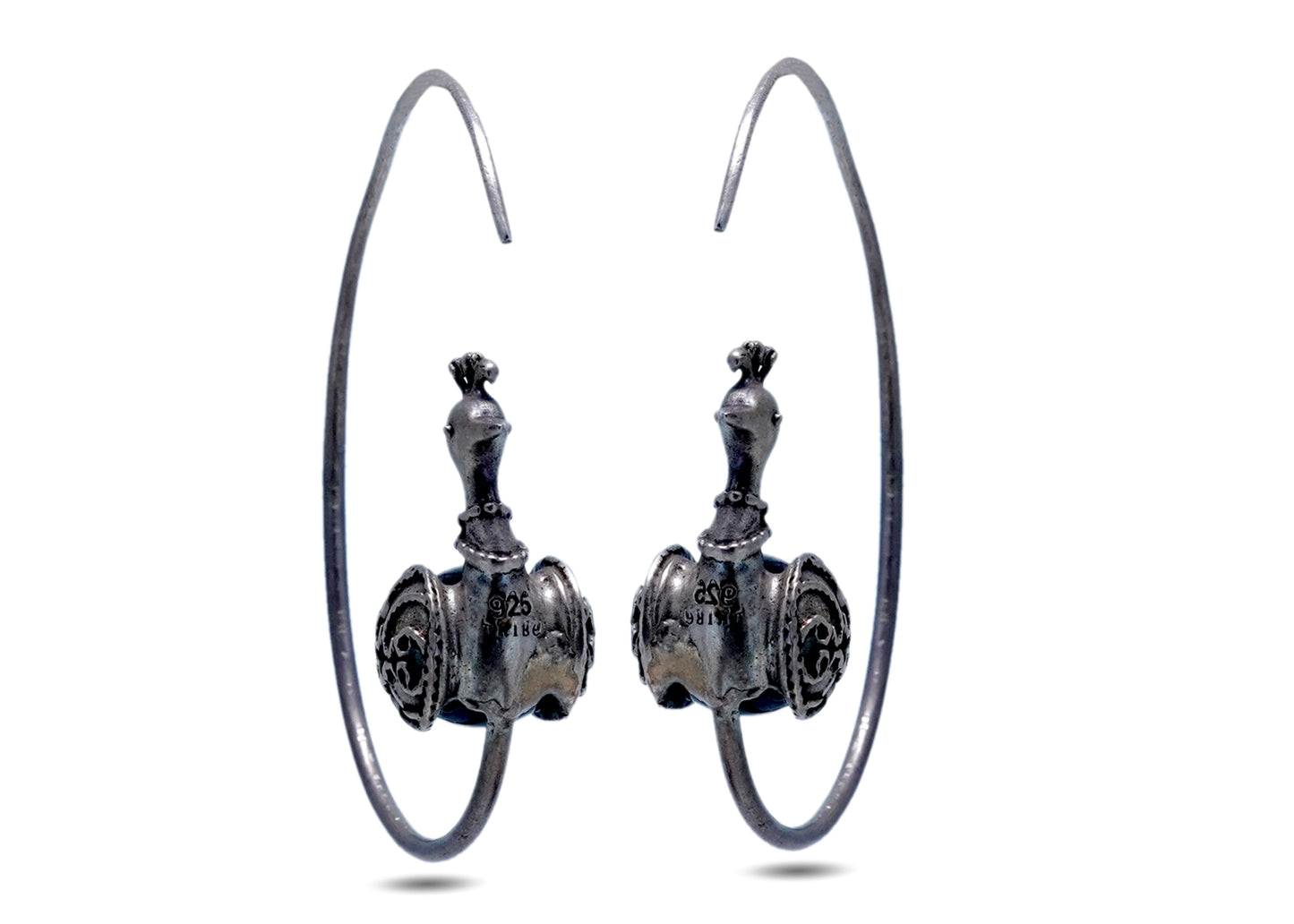 925 Silver Oxidized Look Hoop Earring image 0