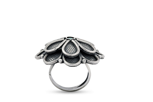 Silver 925 Double Flower Ring image 1