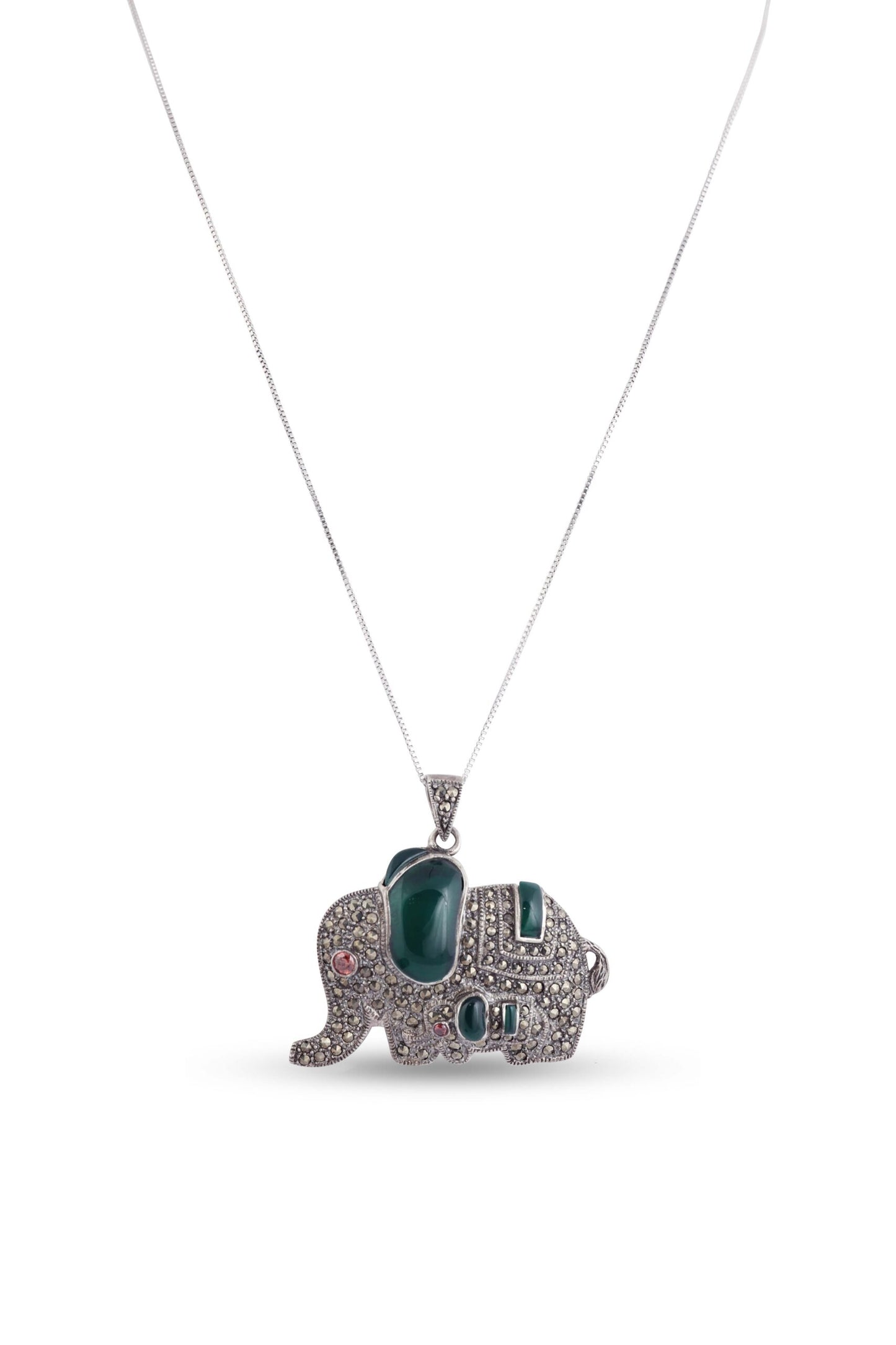 The Baby Elephant Silver Marcasite Pendant image 0