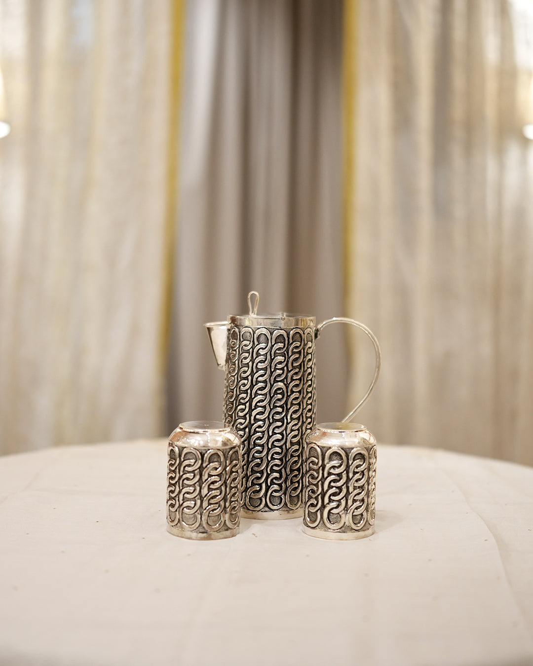 925 silver Chain Pattern Jug & Glasses Set