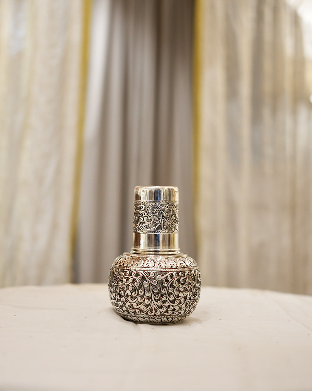 925 silver Handcrafted Swirl Pot & Glass Set