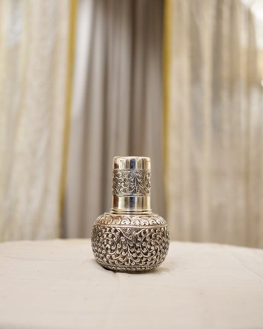 925 silver Handcrafted Swirl Pot & Glass Set