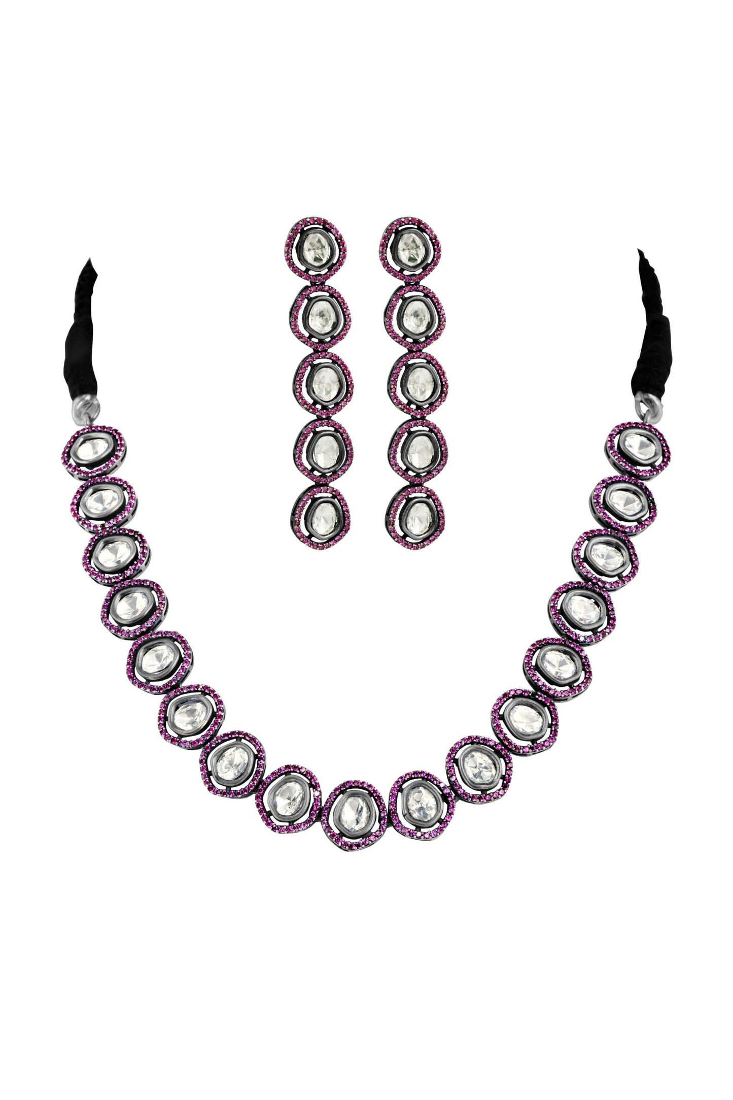 Magenta Pink Polki 3 Piece Set image 0