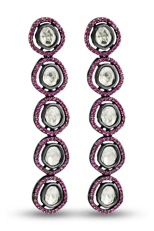 Magenta Pink Polki 3 Piece Set image 1