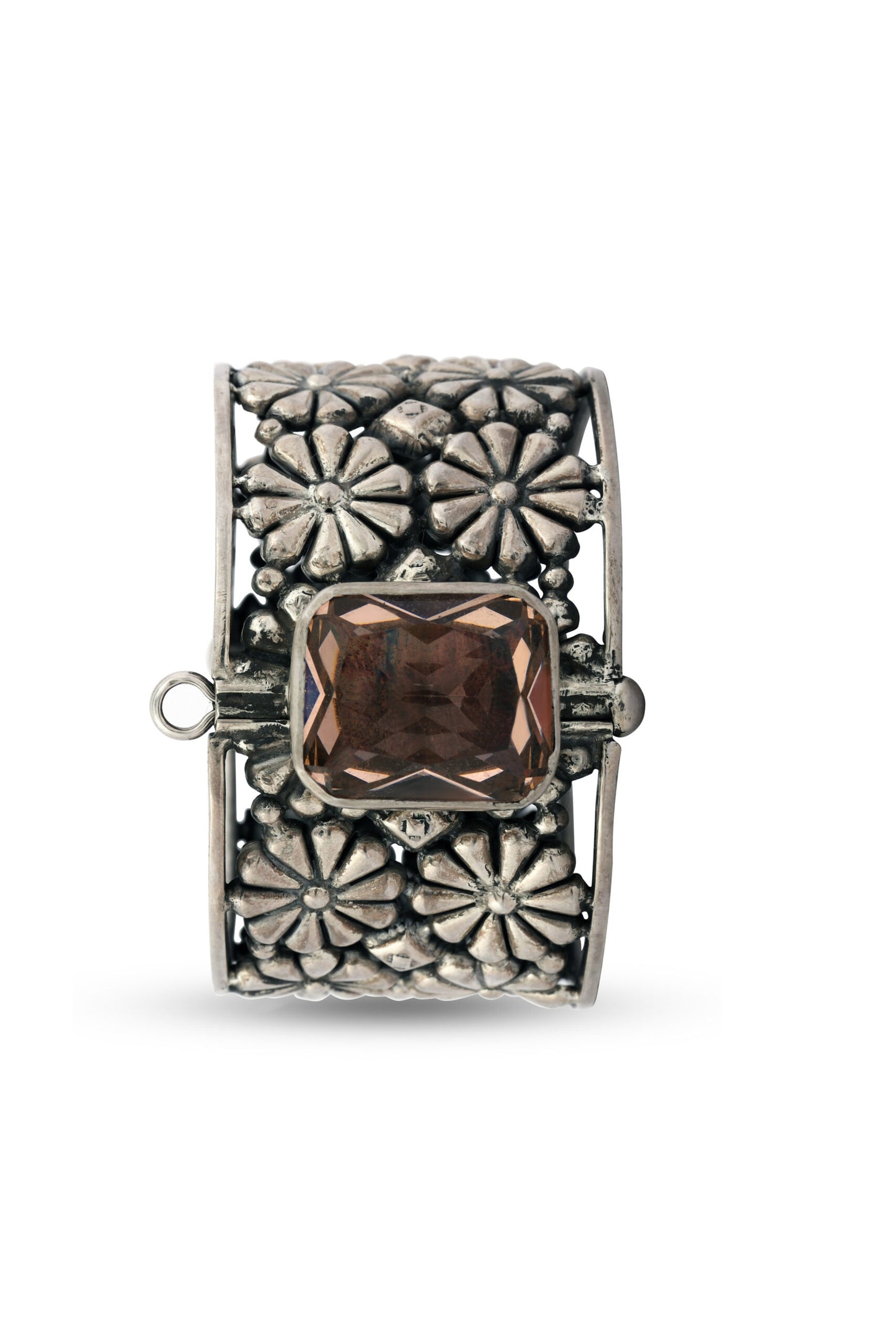 Silver Kada with Copper Stone image 0