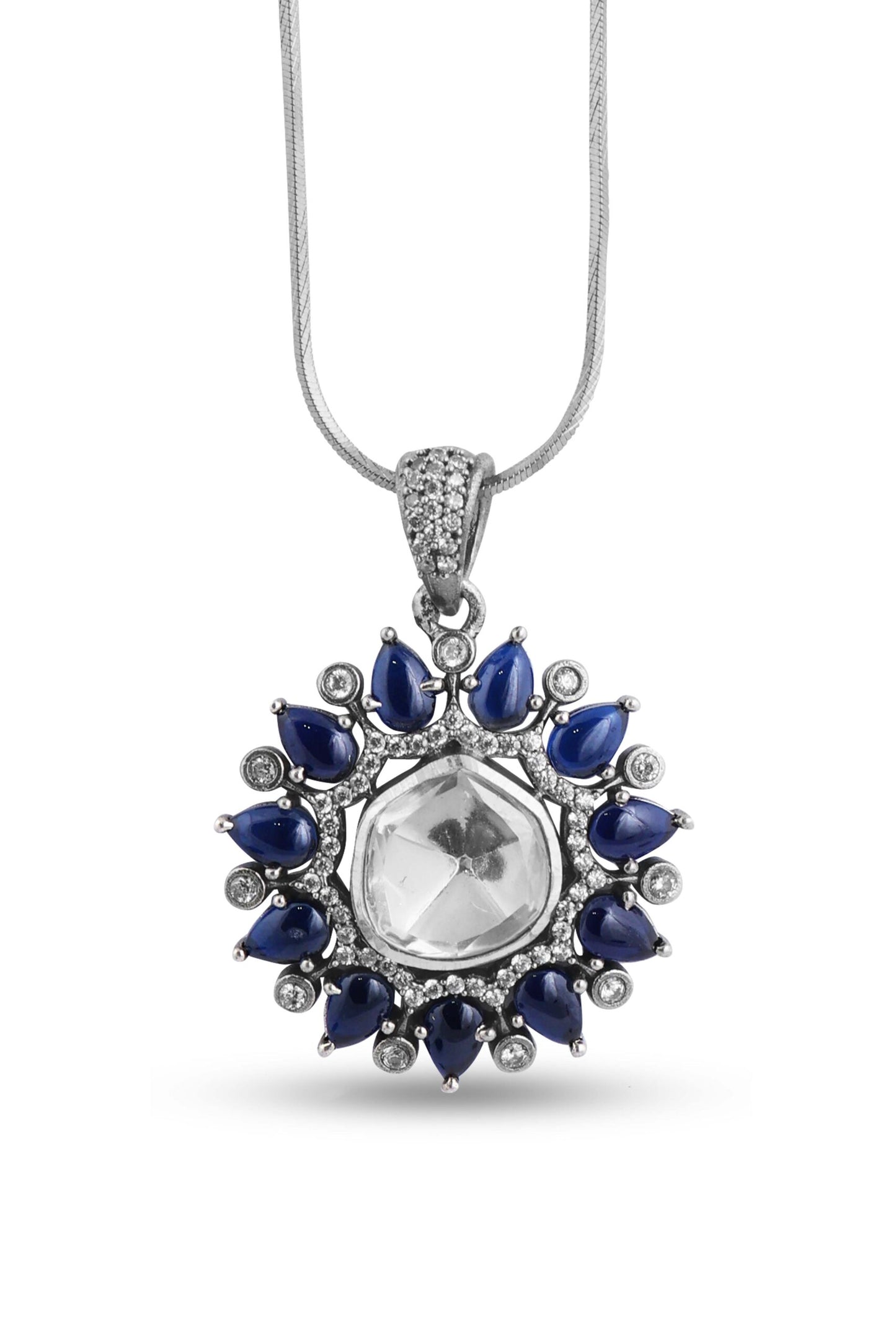 Sterling Silver Radiant Blue Flower Pendant image 1