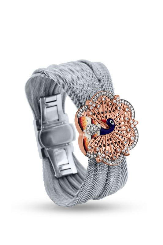 Silver 925 Cuff Peacock Design Bracelet image 1