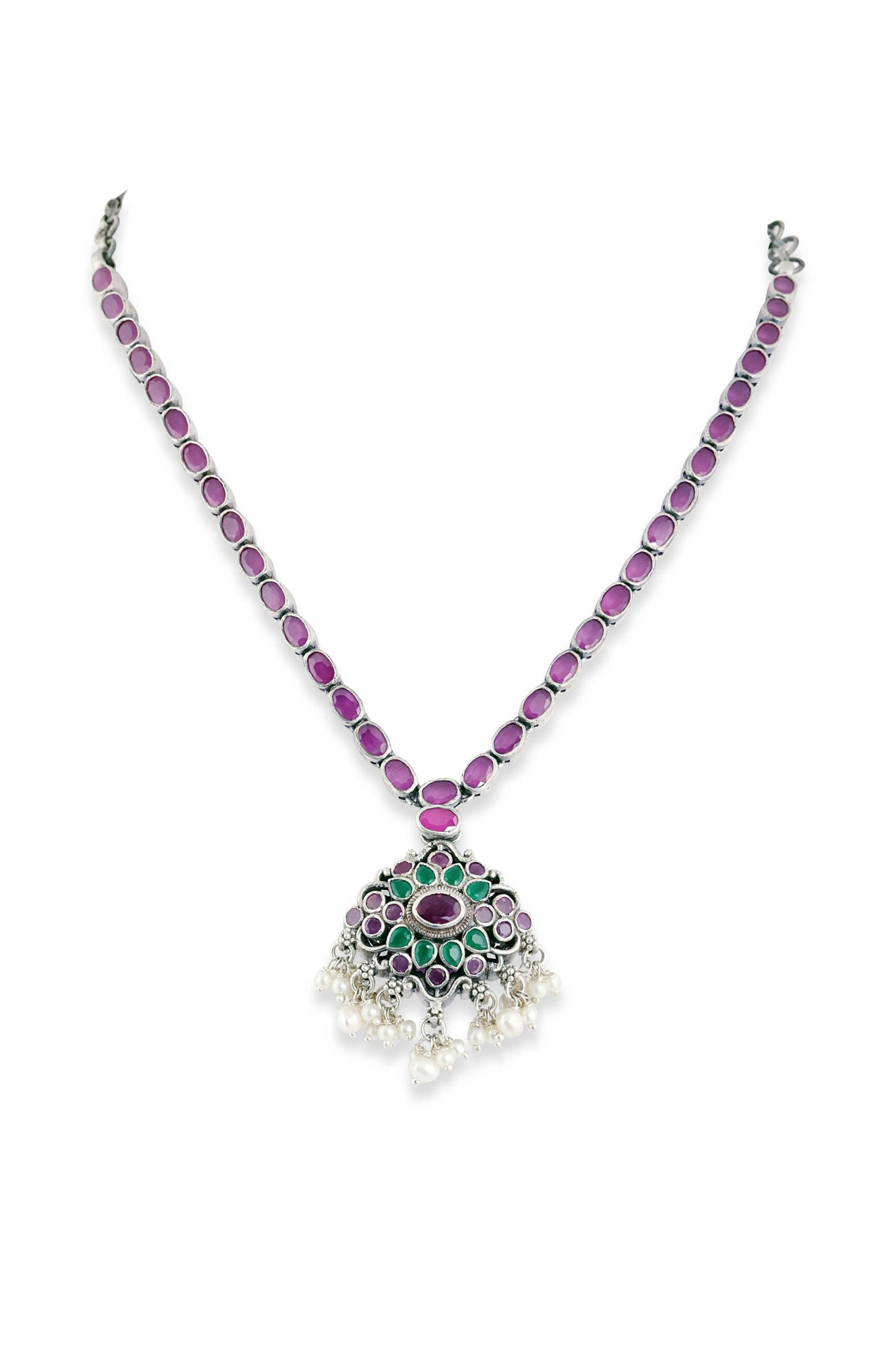 Sterling Silver Necklace with Pearl image 1