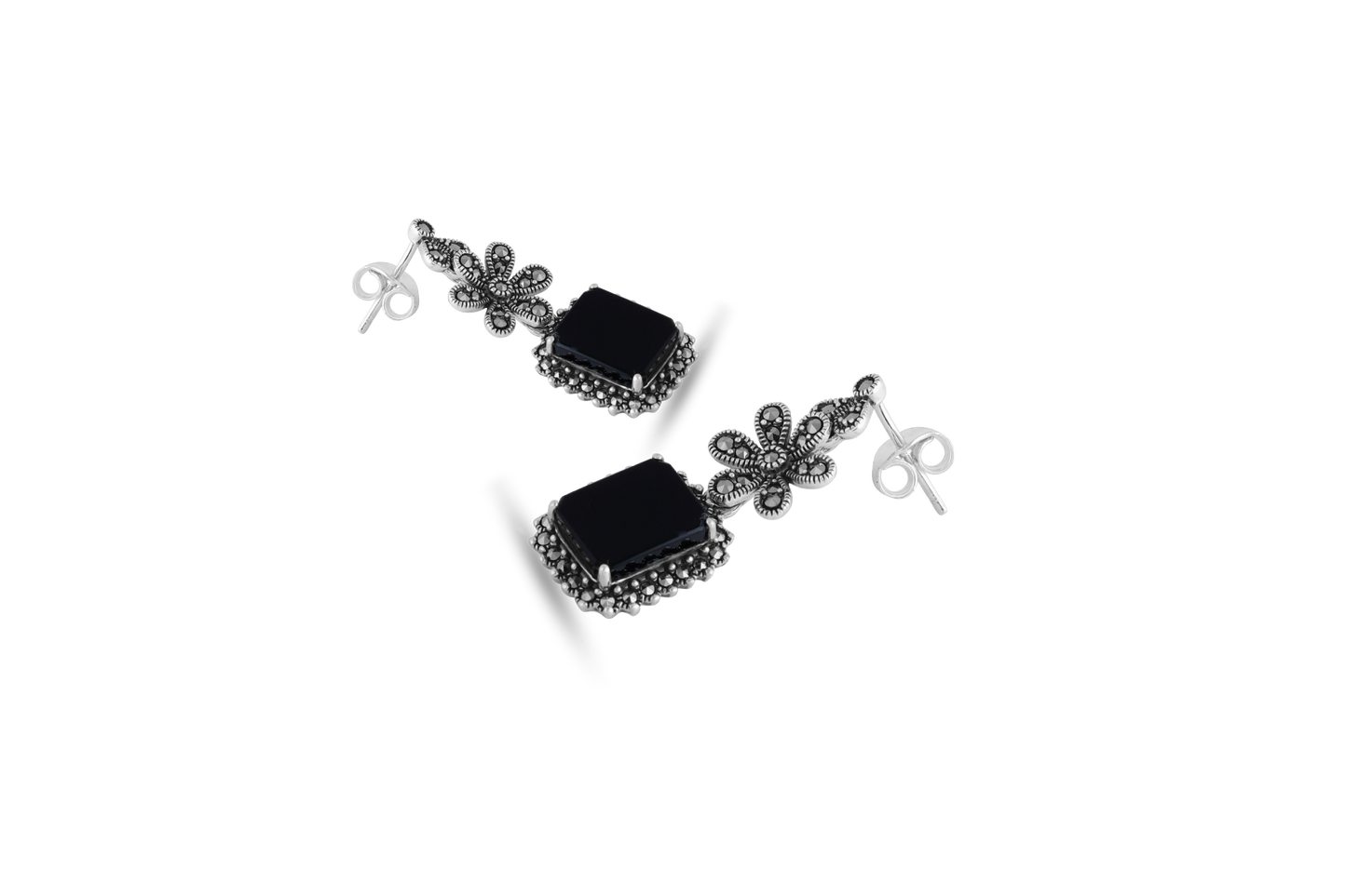 925 Sterling Silver Marcasite Necklace Set With Semiprecious Stone image 2