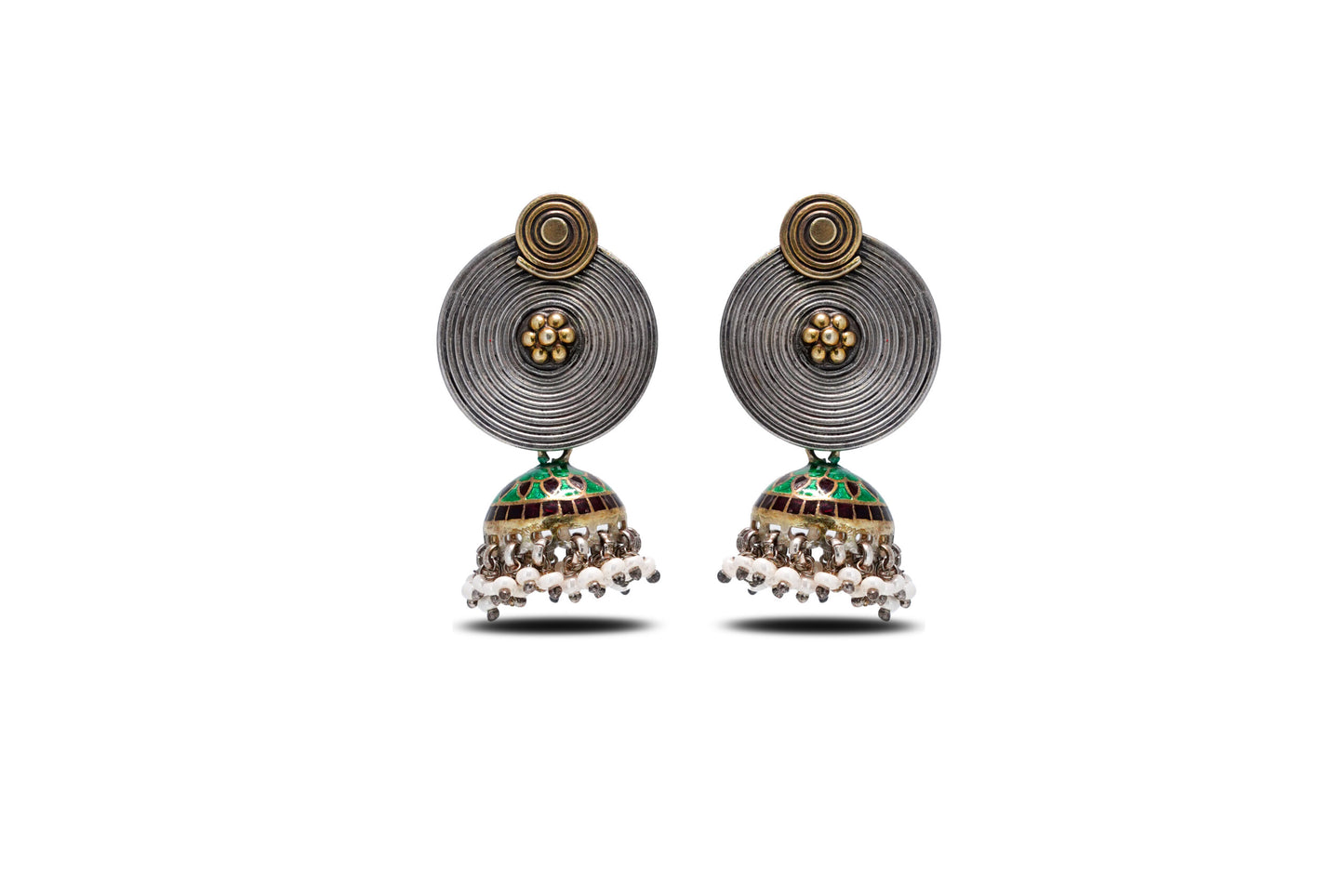 92.5 Silver meena kari designer jhumka earring image 0