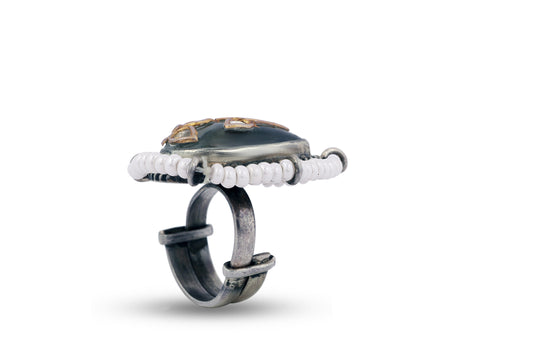 Silver Adjustable Oxidized Ring image 1