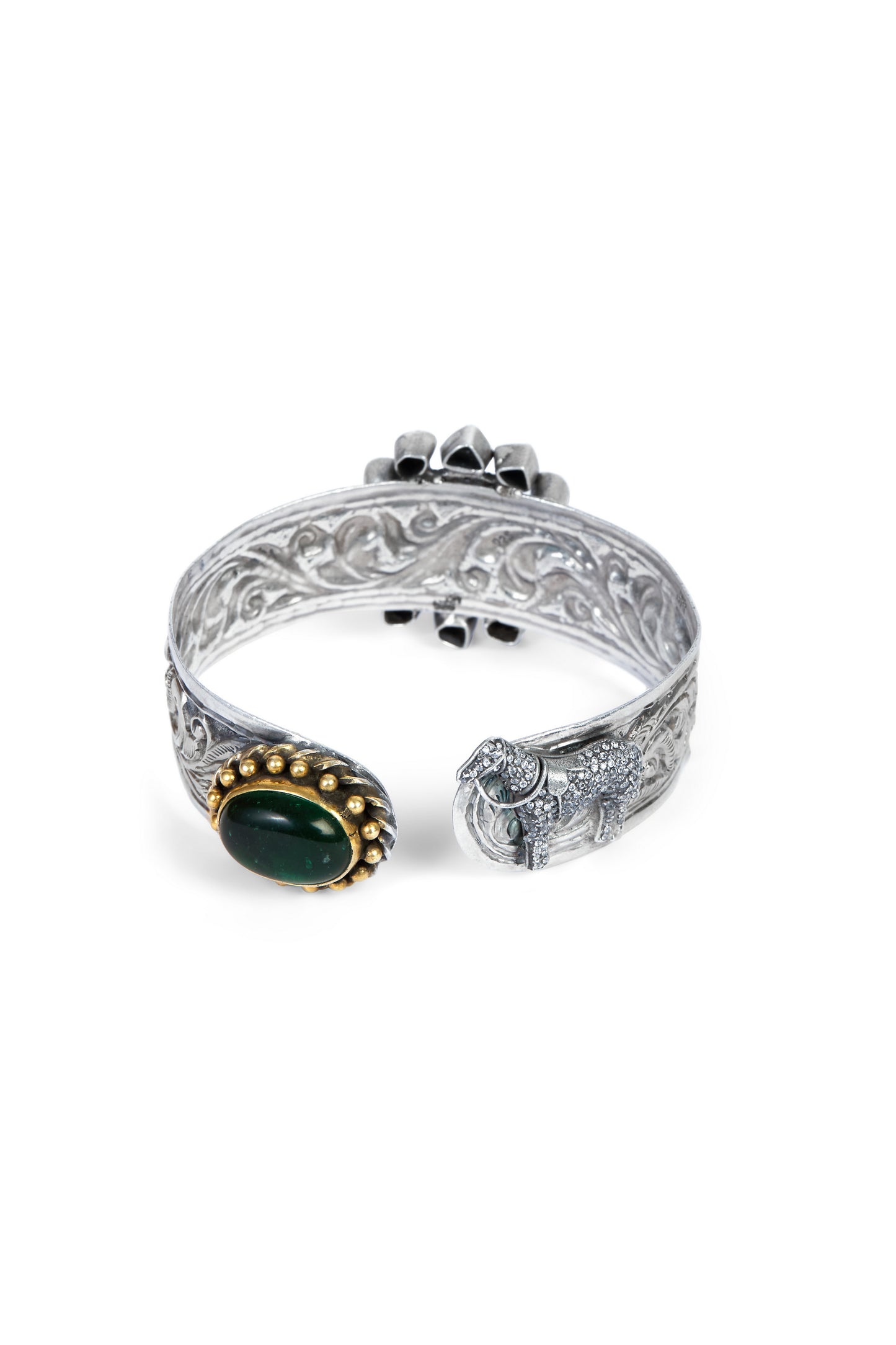 Gerochristo Inspired Two-Tone Polki Gemstone Cuff Bracelet